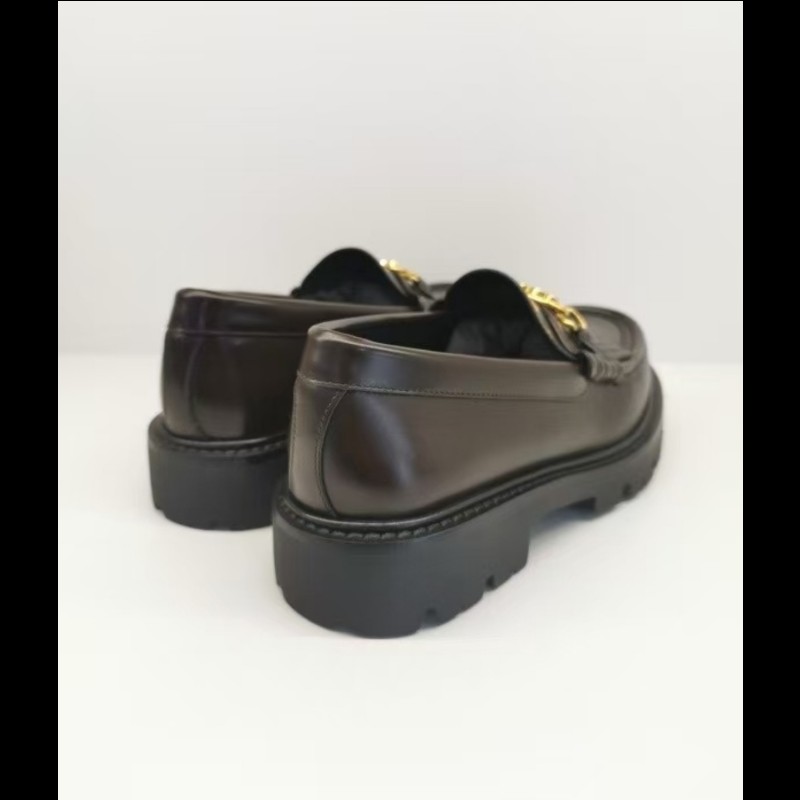 Celine 經典款女裝皮革樂福鞋 37碼 棕色-3