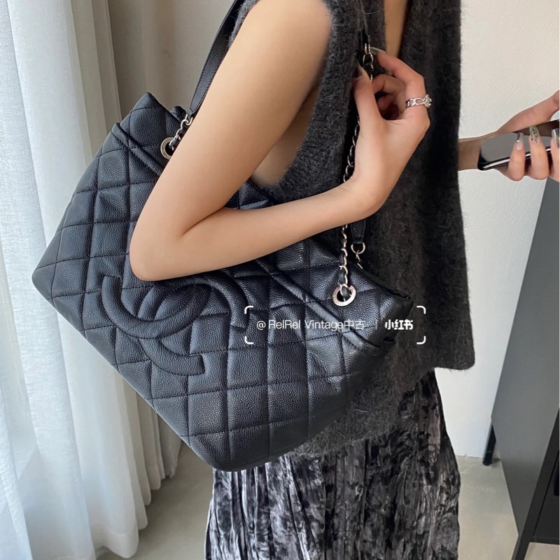 🥨超優惠香奈兒Vintage老香CHANEL黑色荔枝皮金釦雙C豆腐包A67291-0