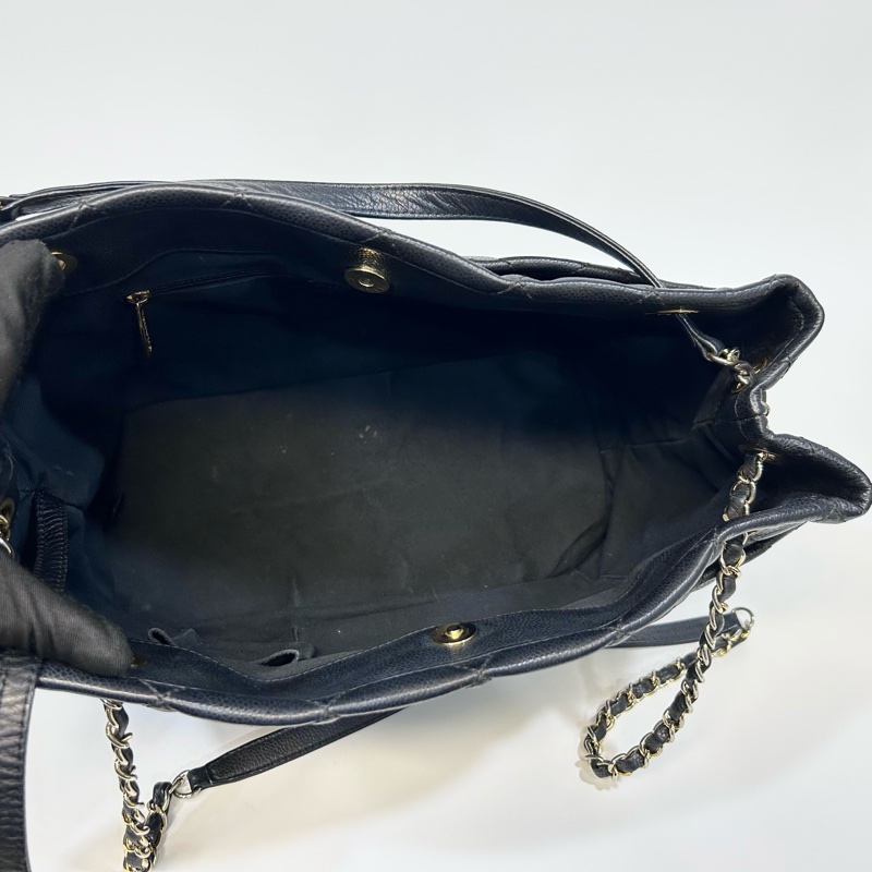 🥨超優惠香奈兒Vintage老香CHANEL黑色荔枝皮金釦雙C豆腐包A67291-7