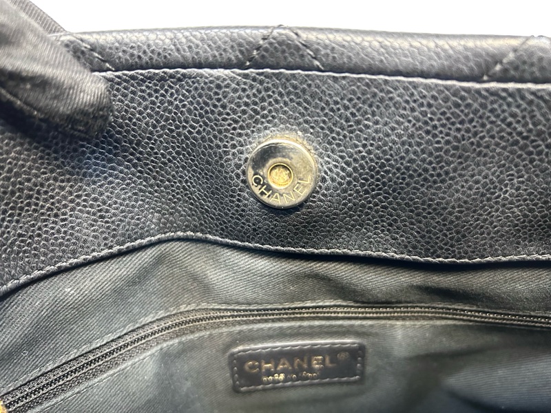 🥨超優惠香奈兒Vintage老香CHANEL黑色荔枝皮金釦雙C豆腐包A67291-15