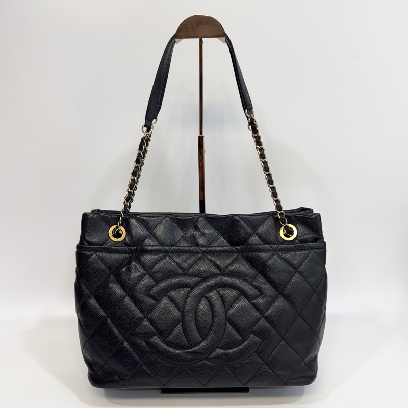 🥨超優惠香奈兒Vintage老香CHANEL黑色荔枝皮金釦雙C豆腐包A67291-3