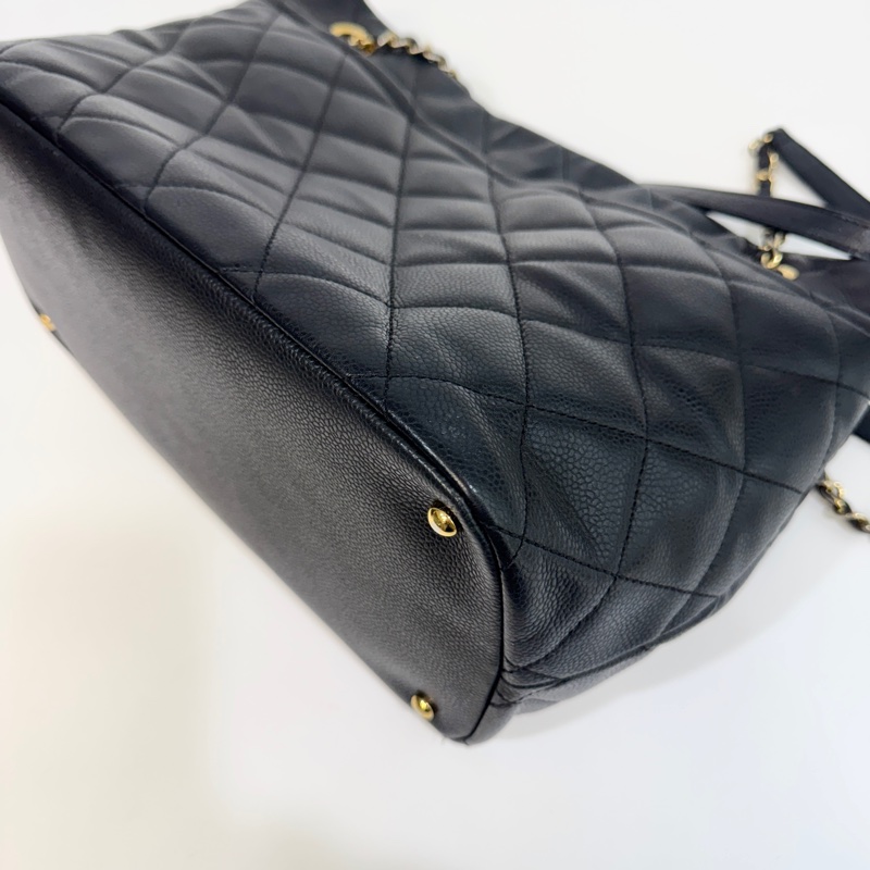 🥨超優惠香奈兒Vintage老香CHANEL黑色荔枝皮金釦雙C豆腐包A67291-19