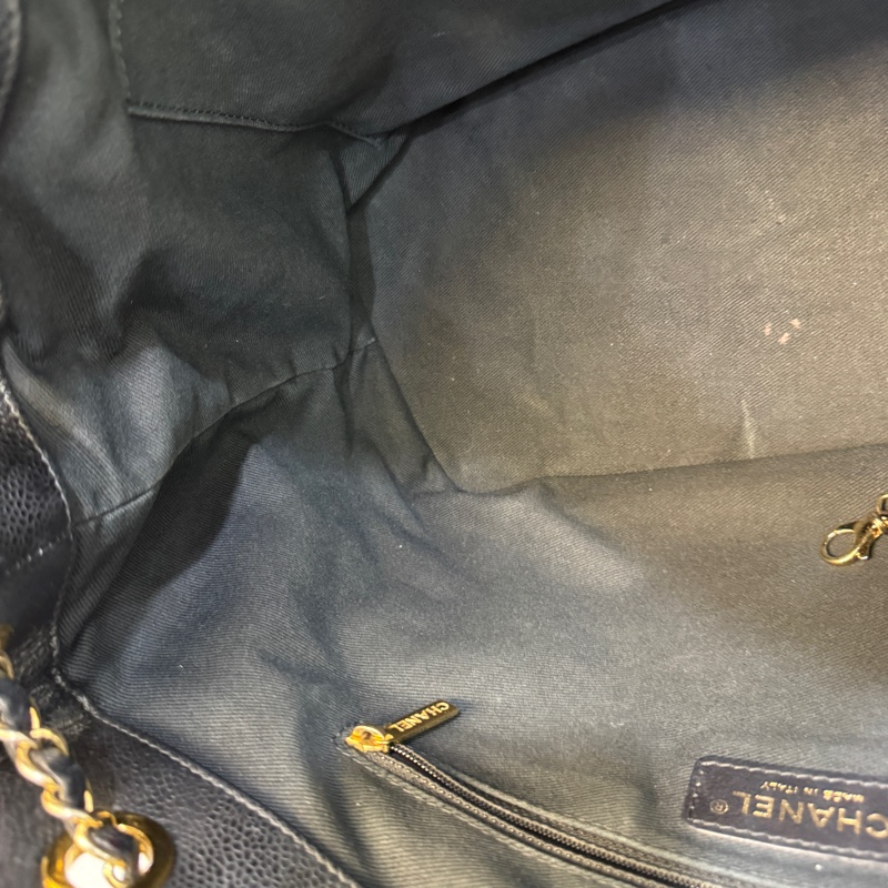 🥨超優惠香奈兒Vintage老香CHANEL黑色荔枝皮金釦雙C豆腐包A67291-34