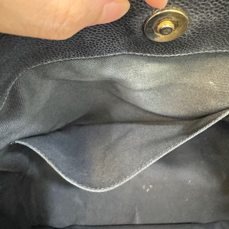 🥨超優惠香奈兒Vintage老香CHANEL黑色荔枝皮金釦雙C豆腐包A67291-36