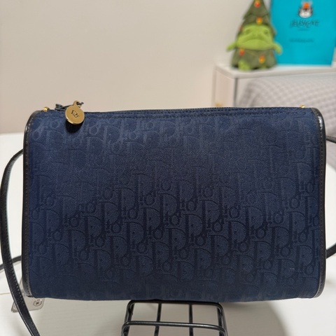日本中古 Dior 老花 肩背手拿包 海軍藍