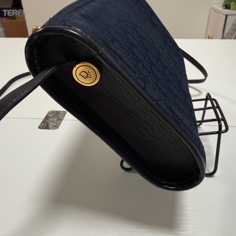 日本中古 Dior 老花 肩背手拿包 海軍藍-3