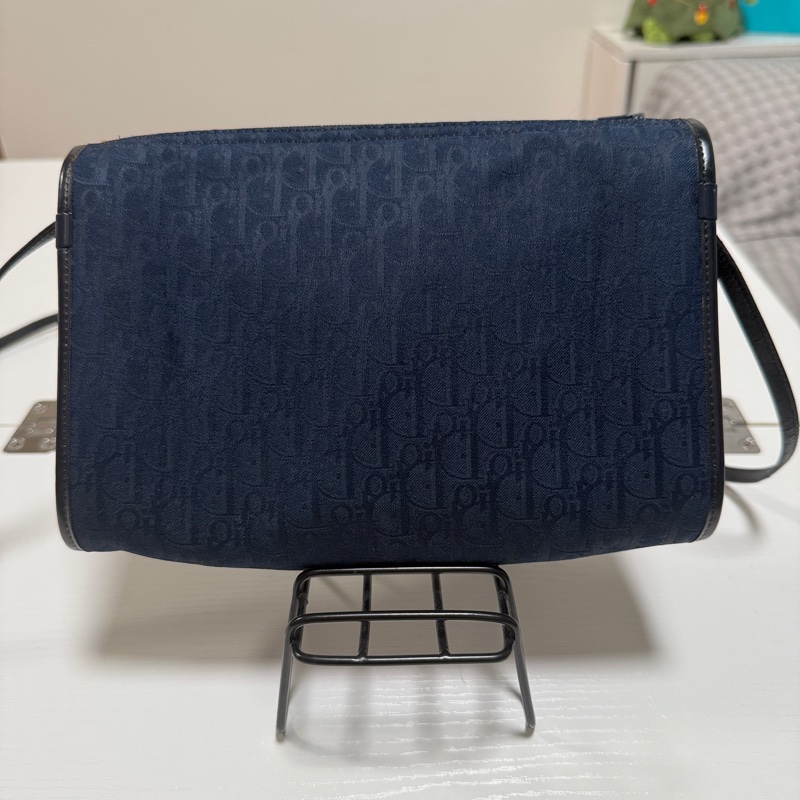 日本中古 Dior 老花 肩背手拿包 海軍藍-6