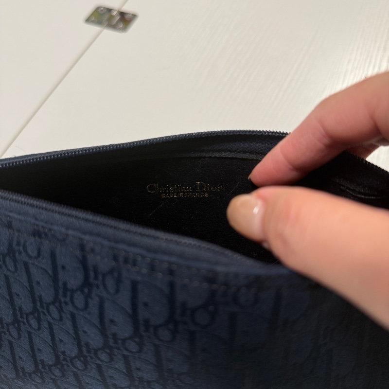 日本中古 Dior 老花 肩背手拿包 海軍藍-11