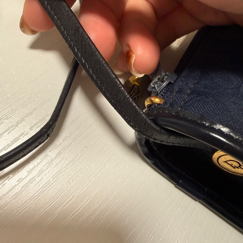 日本中古 Dior 老花 肩背手拿包 海軍藍-15