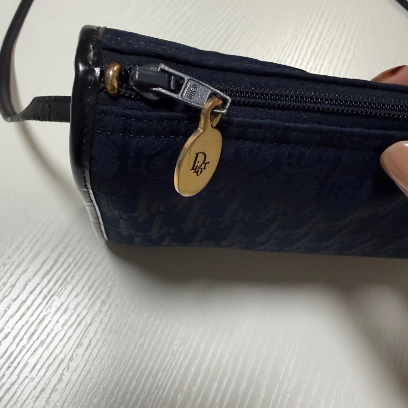 日本中古 Dior 老花 肩背手拿包 海軍藍-16