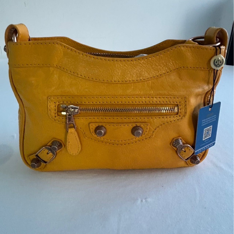 Balenciaga 巴黎世家 黃色機車單肩斜挎包-10