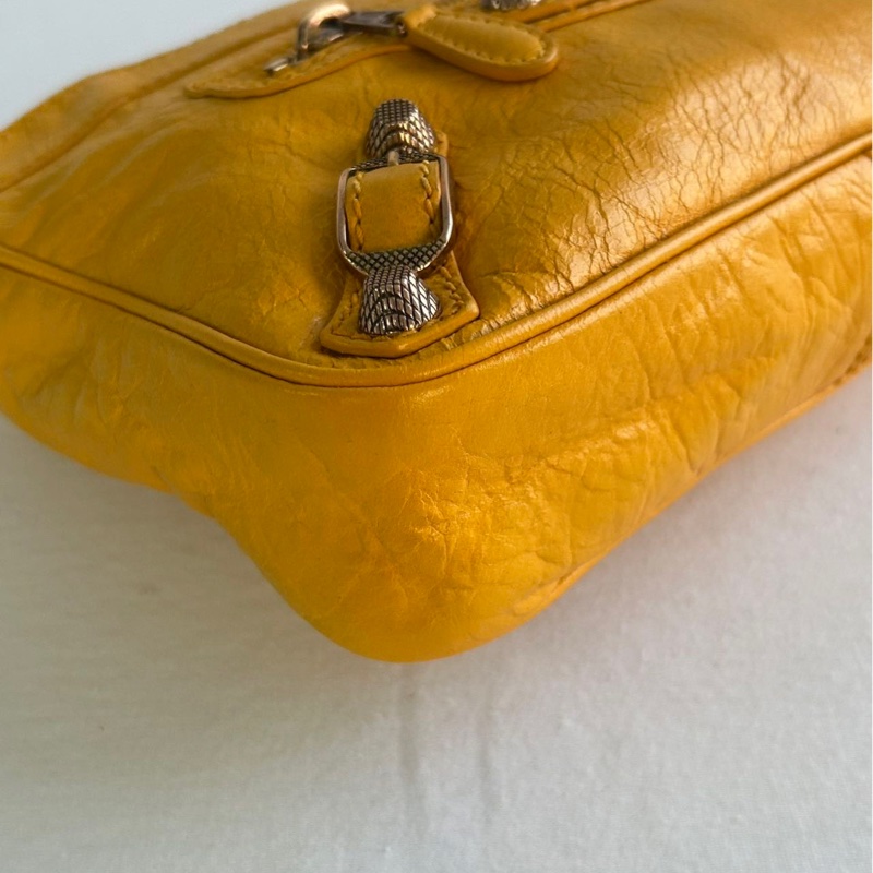 Balenciaga 巴黎世家 黃色機車單肩斜挎包-14