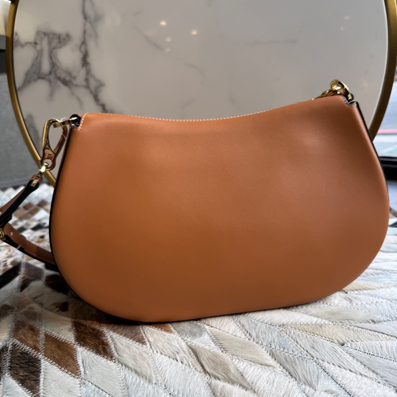 Valentino 全皮革馬鞍包HOBO兩用包焦糖色bag-2