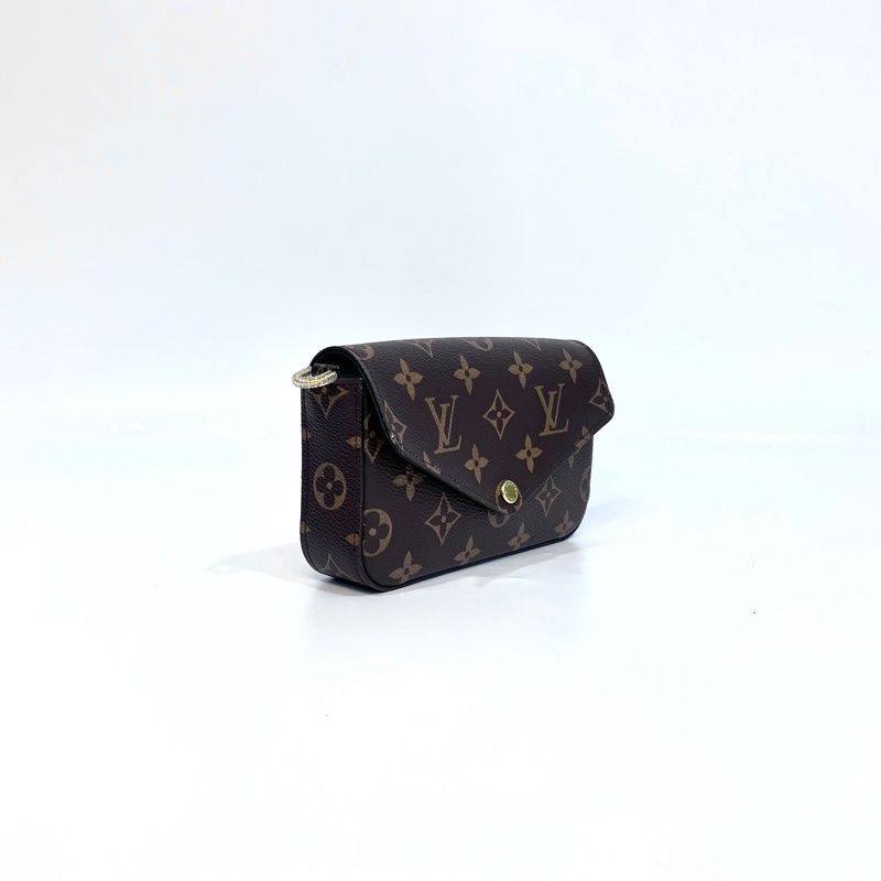 🥨絕版孤品路易威登 Felicie strap go LV原花拼綠背帶二合一麻將包M80091-4