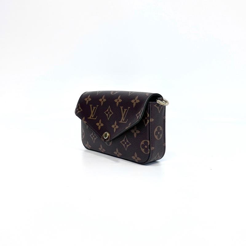 🥨絕版孤品路易威登 Felicie strap go LV原花拼綠背帶二合一麻將包M80091-5