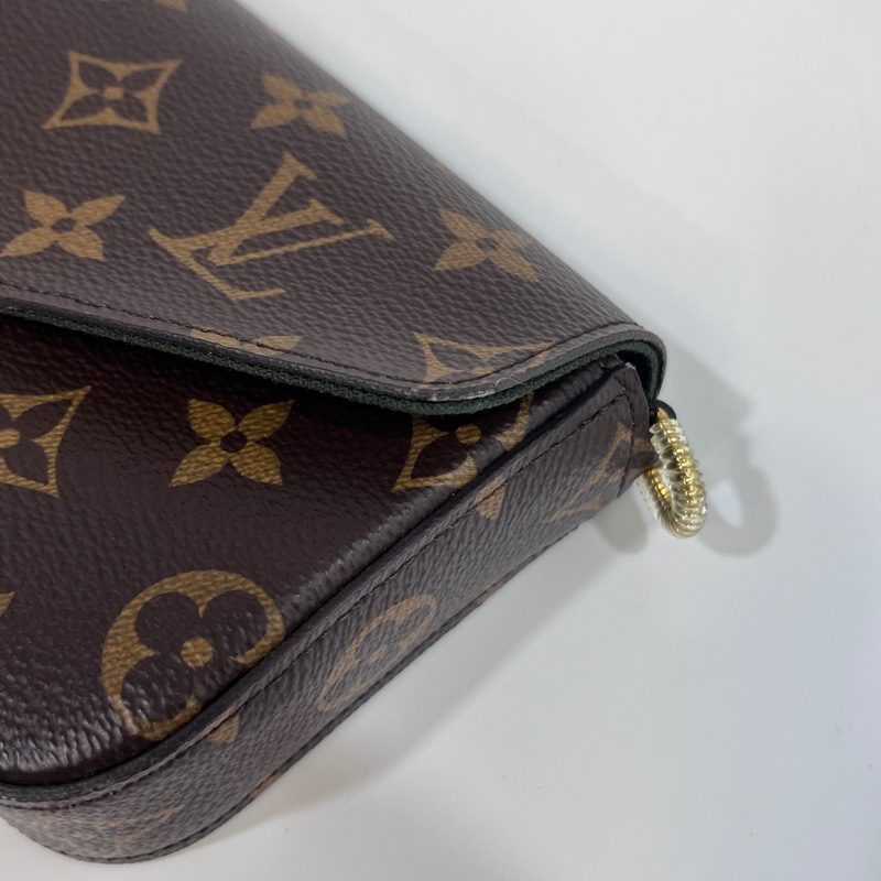 🥨絕版孤品路易威登 Felicie strap go LV原花拼綠背帶二合一麻將包M80091-18