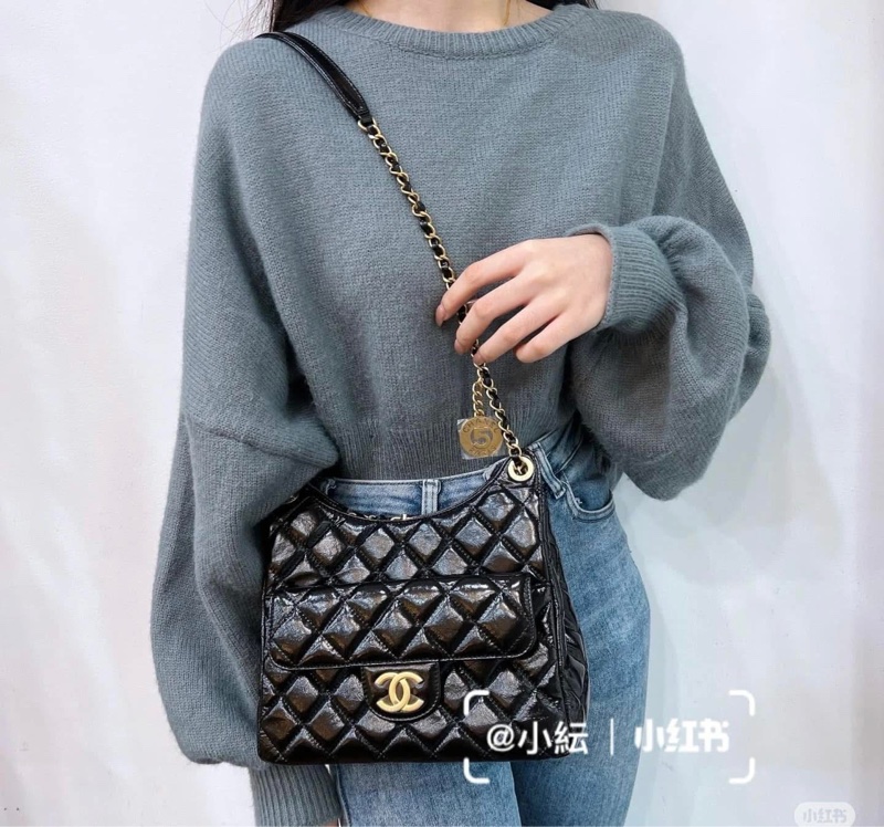 全新25C Chanel 天貓精靈包 黑金中號油臘牛皮,芯片款-3