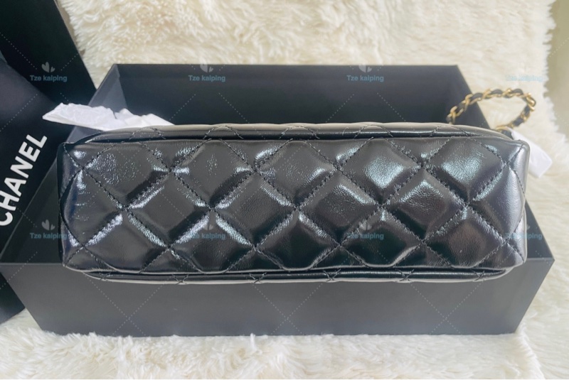 全新25C Chanel 天貓精靈包 黑金中號油臘牛皮,芯片款-11
