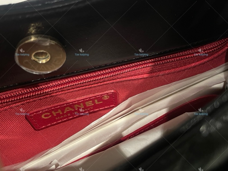 全新25C Chanel 天貓精靈包 黑金中號油臘牛皮,芯片款-16