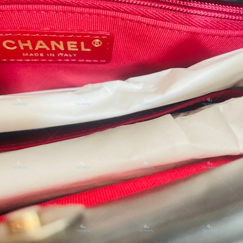 全新25C Chanel 天貓精靈包 黑金中號油臘牛皮,芯片款-18