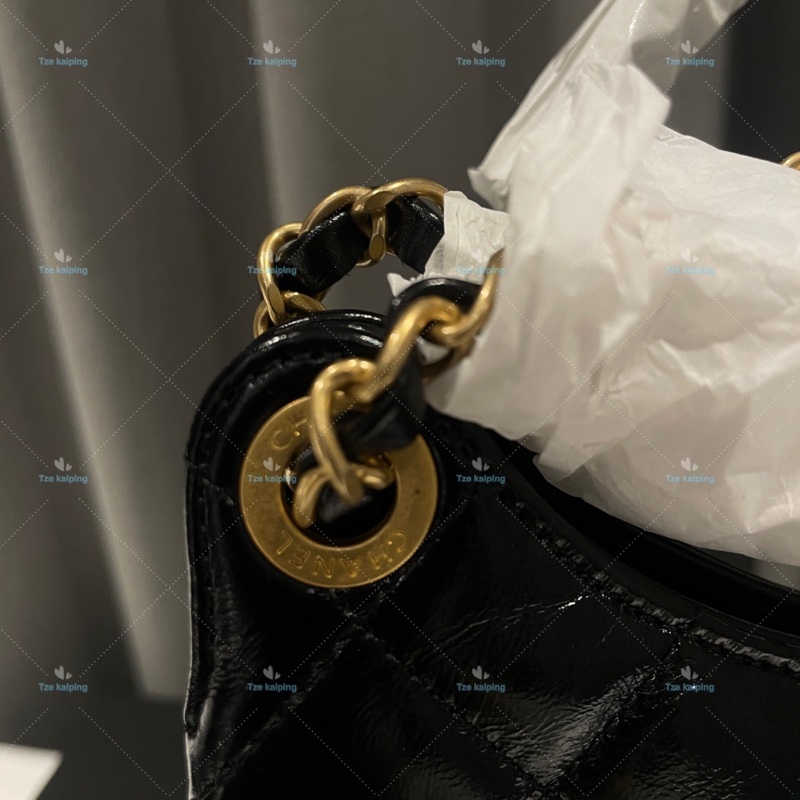 全新25C Chanel 天貓精靈包 黑金中號油臘牛皮,芯片款-22