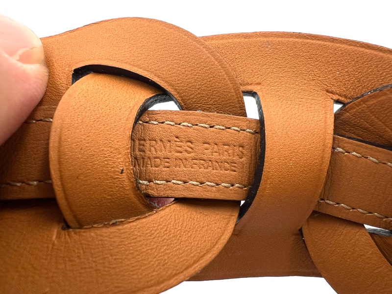 愛馬仕挽花女用明紫色手真皮手環-12