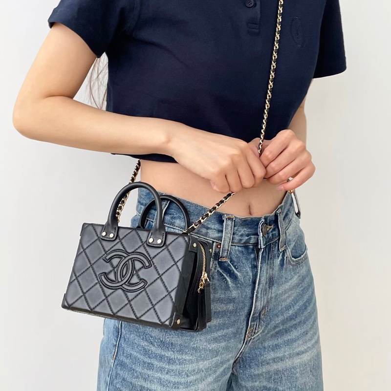 Chanel 22B復古盒子包 芯片款 #全新全配🉑送禮 #全牛皮菱格紋大logo-6