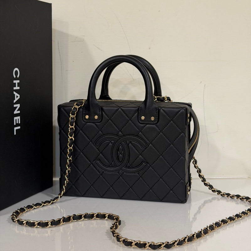 Chanel 22B復古盒子包 芯片款 #全新全配🉑送禮 #全牛皮菱格紋大logo-7