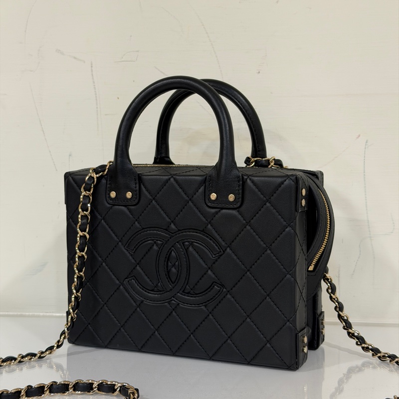 Chanel 22B復古盒子包 芯片款 #全新全配🉑送禮 #全牛皮菱格紋大logo-9