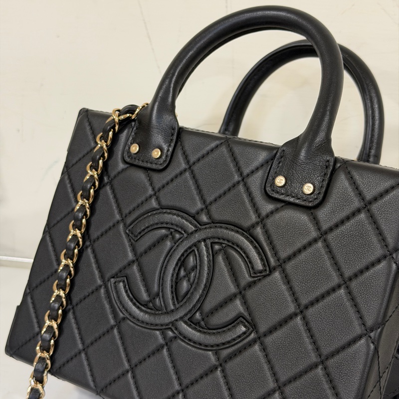 Chanel 22B復古盒子包 芯片款 #全新全配🉑送禮 #全牛皮菱格紋大logo-19