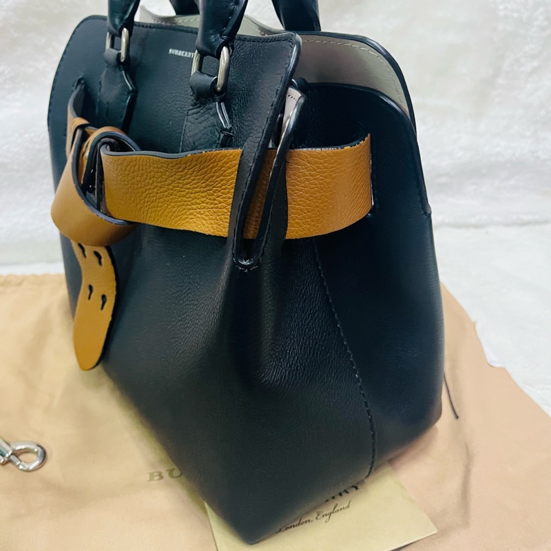 BURBERRY巴寶莉 BELT 燙金LOGO小牛皮斜背/手提兩用包-2