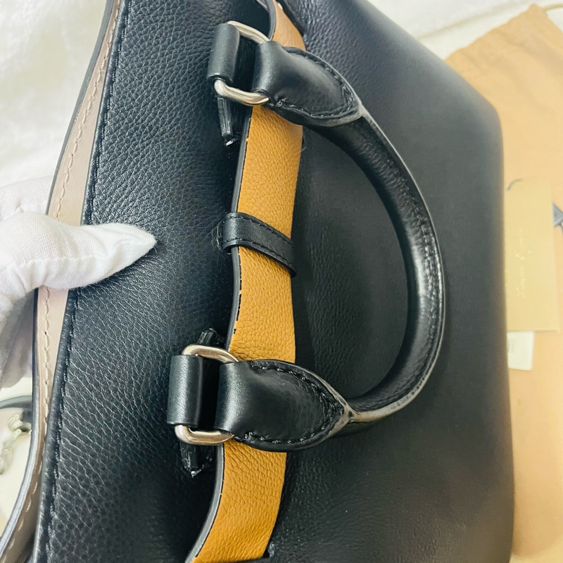 BURBERRY巴寶莉 BELT 燙金LOGO小牛皮斜背/手提兩用包-7