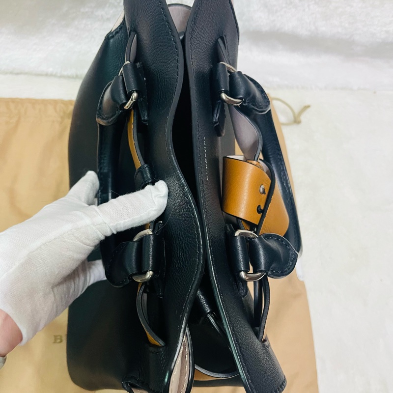 BURBERRY巴寶莉 BELT 燙金LOGO小牛皮斜背/手提兩用包-9