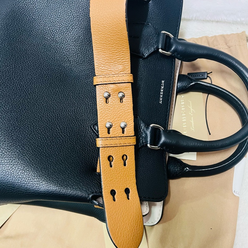 BURBERRY巴寶莉 BELT 燙金LOGO小牛皮斜背/手提兩用包-19