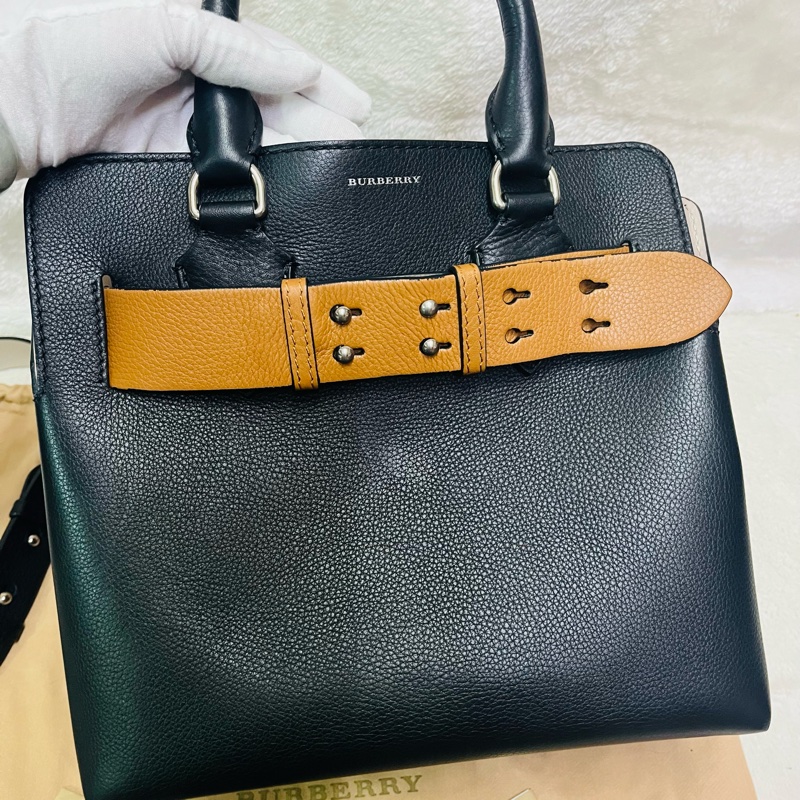 BURBERRY巴寶莉 BELT 燙金LOGO小牛皮斜背/手提兩用包-20