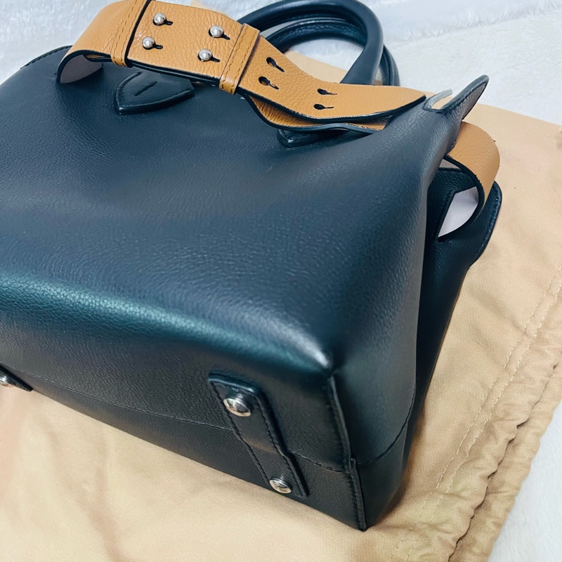 BURBERRY巴寶莉 BELT 燙金LOGO小牛皮斜背/手提兩用包-22