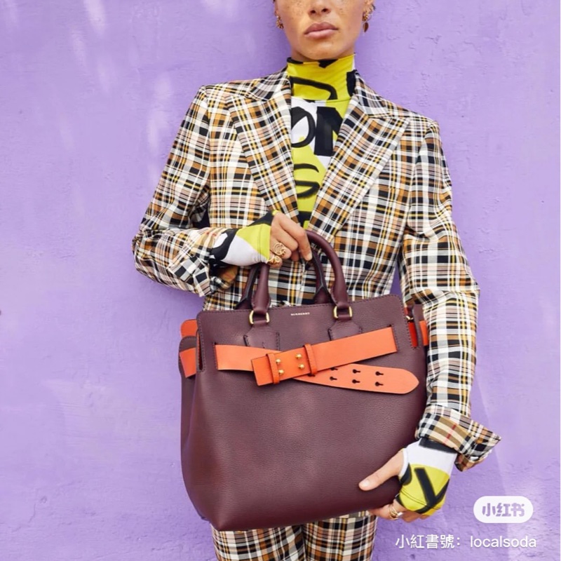 BURBERRY巴寶莉 BELT 燙金LOGO小牛皮斜背/手提兩用包-29