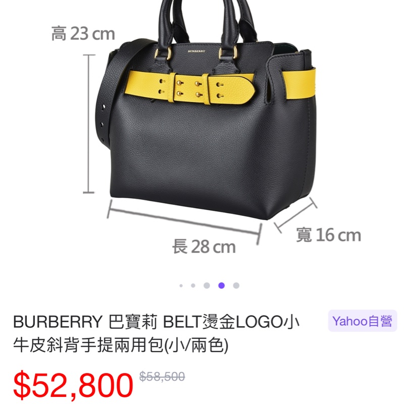 BURBERRY巴寶莉 BELT 燙金LOGO小牛皮斜背/手提兩用包-33