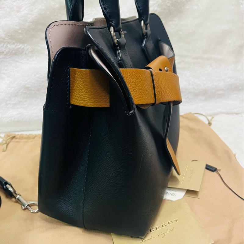 BURBERRY巴寶莉 BELT 燙金LOGO小牛皮斜背/手提兩用包-37