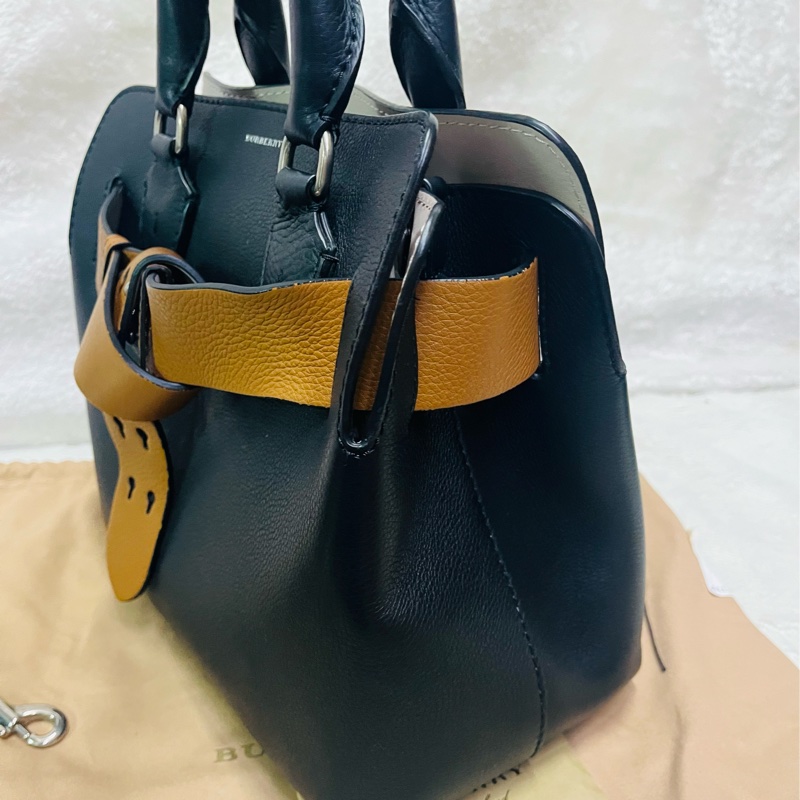 BURBERRY巴寶莉 BELT 燙金LOGO小牛皮斜背/手提兩用包-39