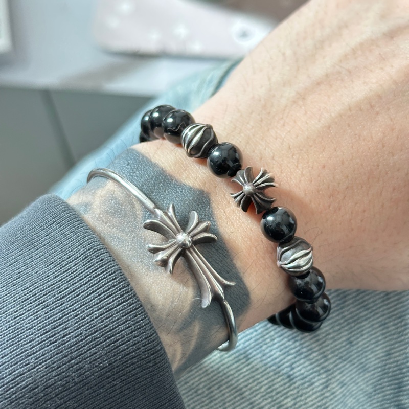 克羅心 Chrome hearts 手環 手鍊 半開 可調整 十字-5