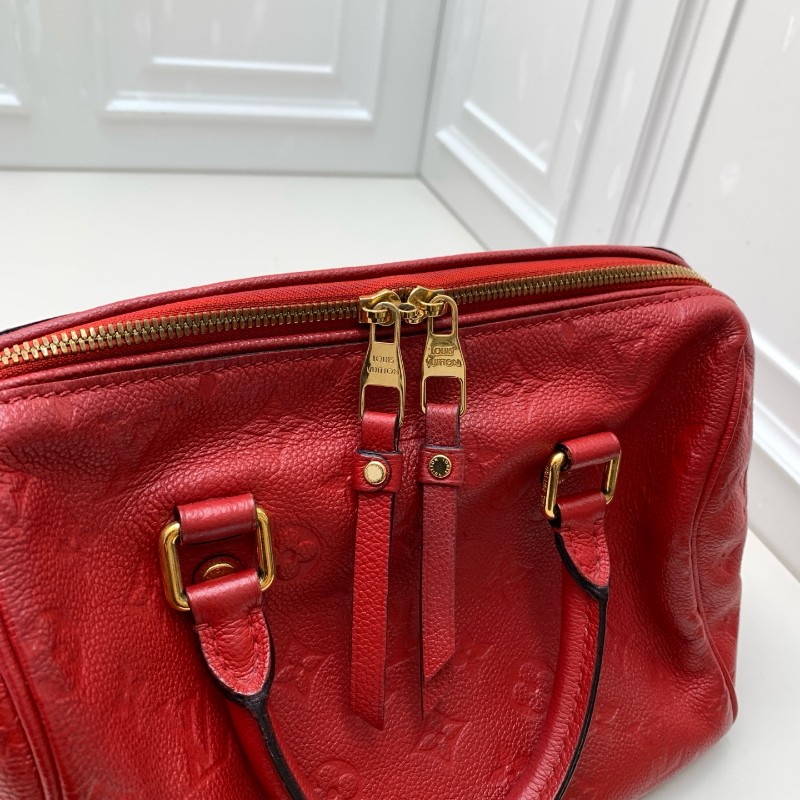 LV speedy25 全皮紅色手提包 肩背包-7