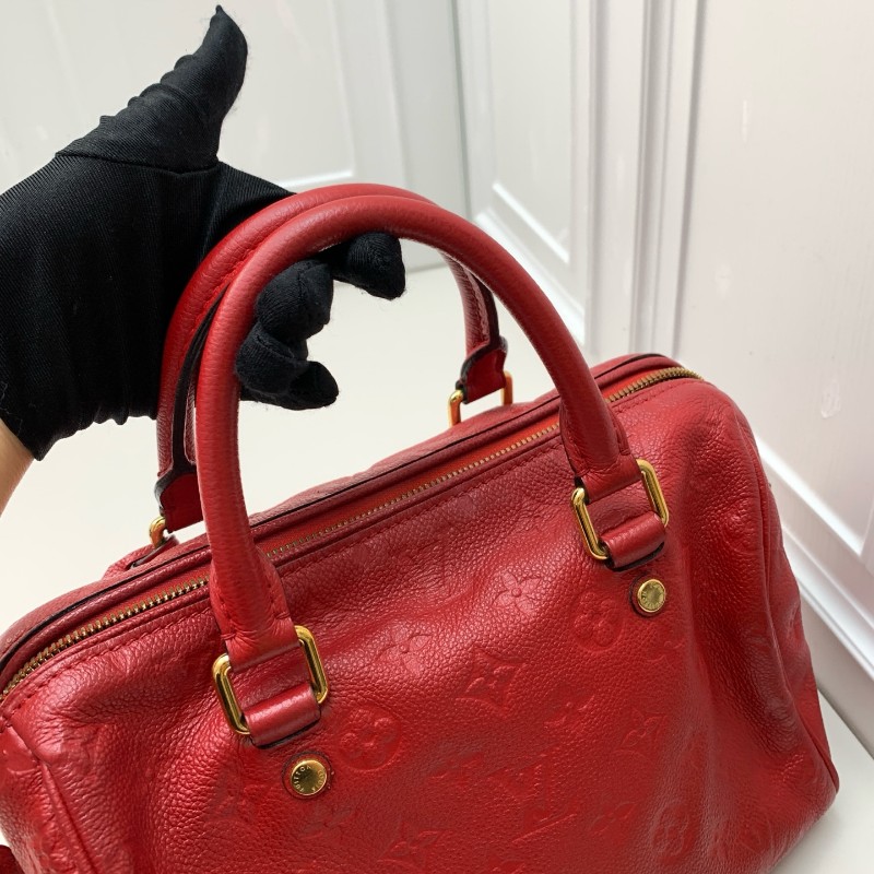 LV speedy25 全皮紅色手提包 肩背包-8