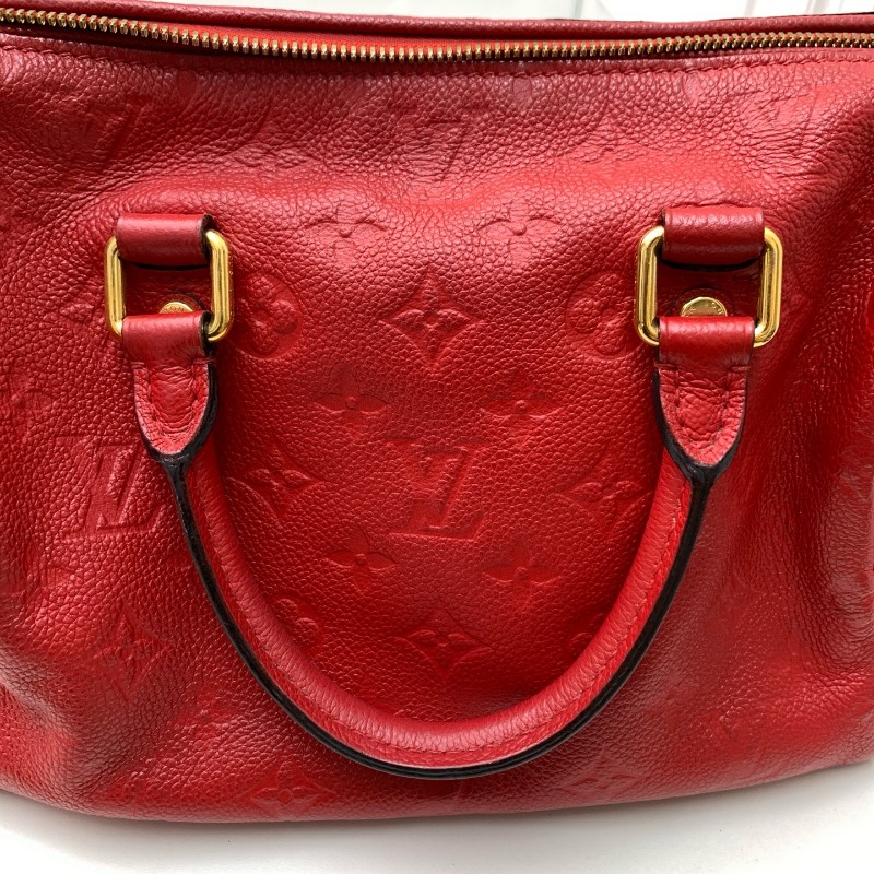 LV speedy25 全皮紅色手提包 肩背包-9