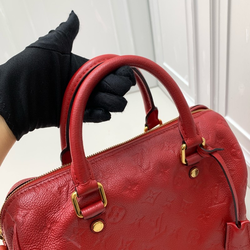 LV speedy25 全皮紅色手提包 肩背包-10