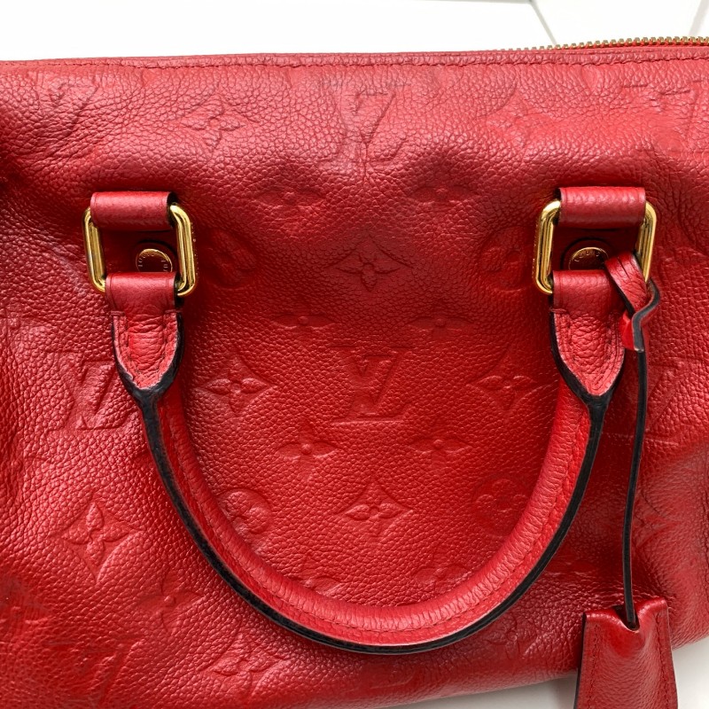 LV speedy25 全皮紅色手提包 肩背包-11