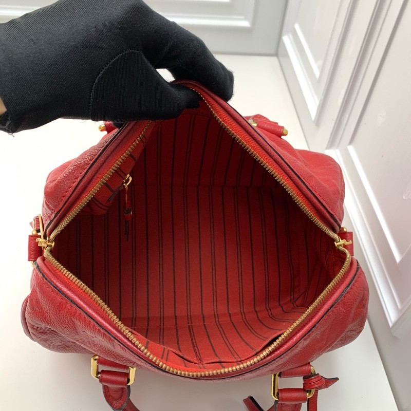 LV speedy25 全皮紅色手提包 肩背包-12