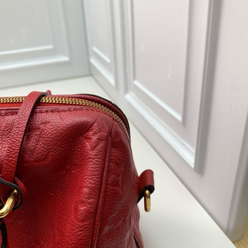 LV speedy25 全皮紅色手提包 肩背包-17