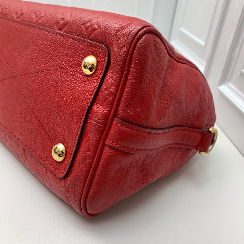 LV speedy25 全皮紅色手提包 肩背包-19