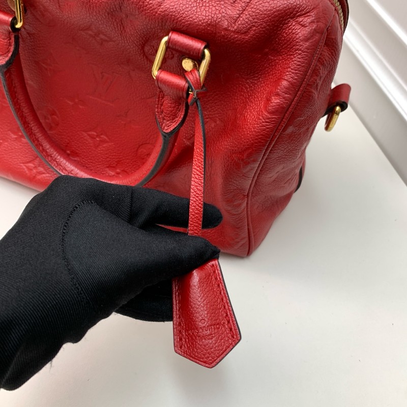 LV speedy25 全皮紅色手提包 肩背包-21